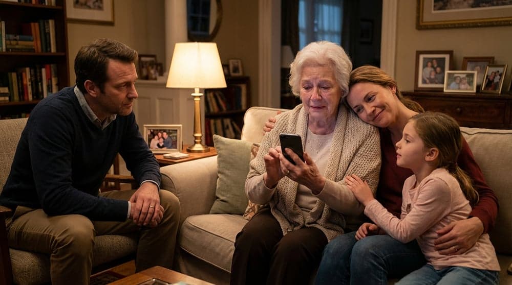 Family sharing memorable gift